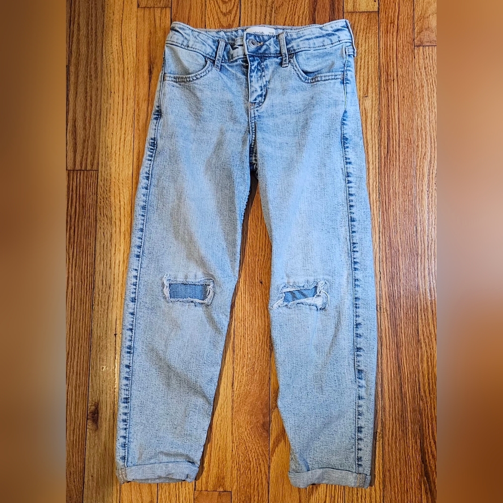 Girl's Abercrombie Kids Light Blue Mid Rise Boyfriend Jeans Size 11/12 Short